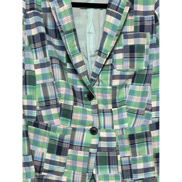 Talbots Madras Plaid Cotton Patchwork Blazer Jacket Womens Size 6 Retro Preppy - Picture 5 of 8